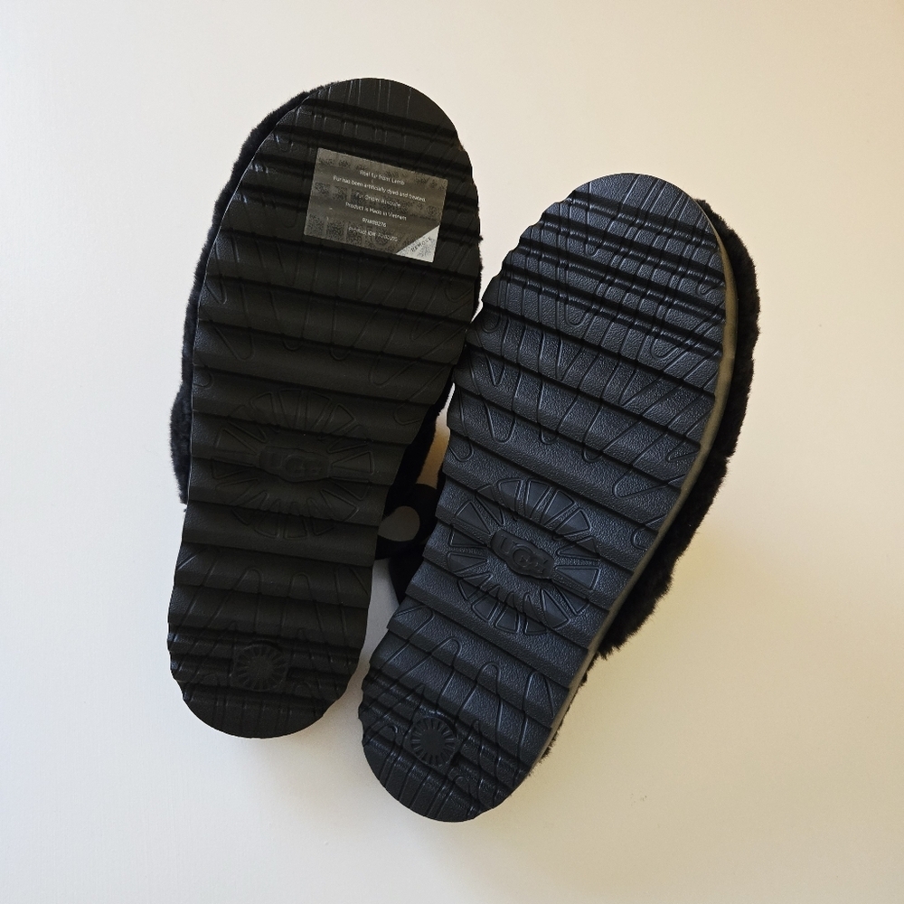 UGG SUPER FLUFF BLACK SLIDE SHEEPSKIN CLOSED TOE MULE SLIPPERS SIZE US 10 WOMEN - Picture 15 of 16